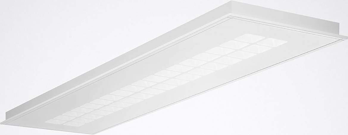 Weißes rechteckiges Deckenpaneel mit integriertem LED-Licht, modernes Design, geeignet für Büros und Wohnräume.