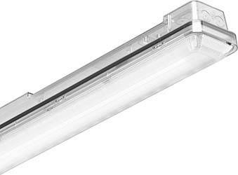 Eine längliche LED-Leuchte mit transparentem Gehäuse, geeignet für helle und energieeffiziente Beleuchtung in Innenräumen.