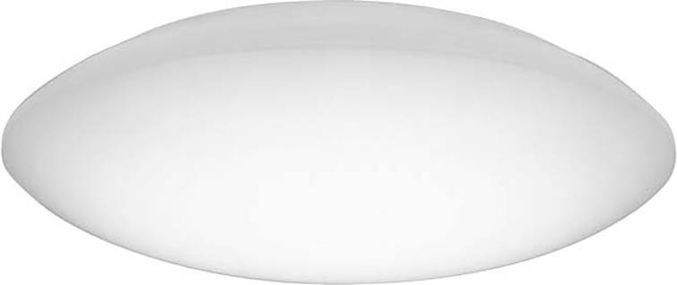 Eine weiße, ovale Deckenlampe mit glatter Oberfläche, die gleichmäßiges Licht abstrahlt. Ideal für moderne Wohn- oder Büroräume.