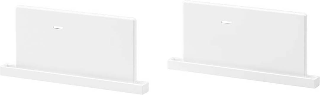 Zwei weiße Trennwände in einem minimalistischen Design, geeignet zur Arbeitsplatzorganisation oder zur Raumtrennung.