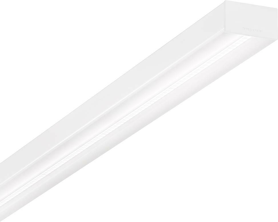 Weiße LED-Lichtleiste, rechteckig, für Deckenmontage, mit klarer Abdeckung, leuchtet gleichmäßig und eignet sich für Bürobeleuchtung.