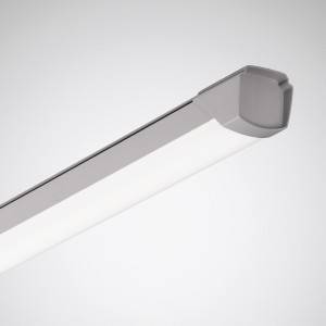 Ein modernes, rechteckiges LED-Licht an einer Decke, leuchtet hell. Ideal für Beleuchtung in Büros oder industriellen Umgebungen.