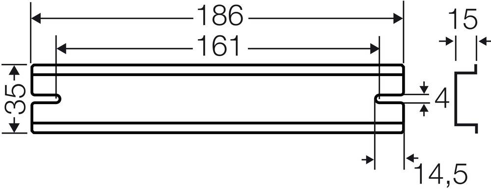 Hensel DK TS 35 Q 62000347 Tragschiene Langloch Stahl 186mm 1St.