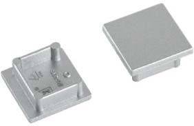 Zwei silberne rechteckige Metallplatten, eine mit vier runden Füßen an den Ecken, die andere flach.