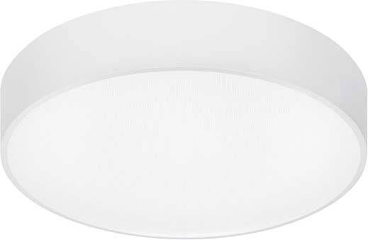 Runde weiße Deckenleuchte, schlichtes Design, geeignet für verschiedene Räume, sorgt für gleichmäßige Lichtverteilung.