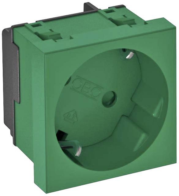 OBO Bettermann 6120077 Geräteeinsatz 1fach Steckdose (B x H x T) 45 x 45 x 42 mm 1 St. Grün