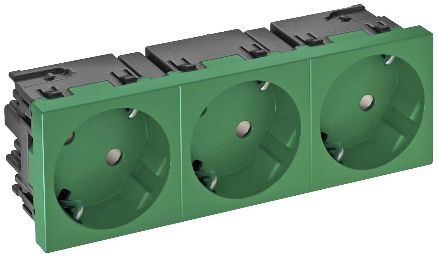 OBO Bettermann 6120507 Geräteeinsatz 3fach Steckdose (B x H x T) 135 x 45 x 40mm 1 St. Grün