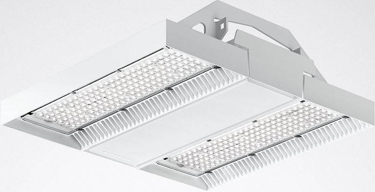 Eine weiße LED-Deckenleuchte mit modernem Design, die gleichmäßig diffuses Licht ausstrahlt. Ideal für Büroräume oder Flure.