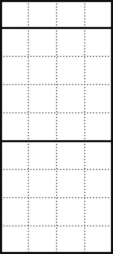 Rastergrafik mit schwarzem Rahmen, vertikale und horizontale Linien formen ein 4x4 Punkteraster.
