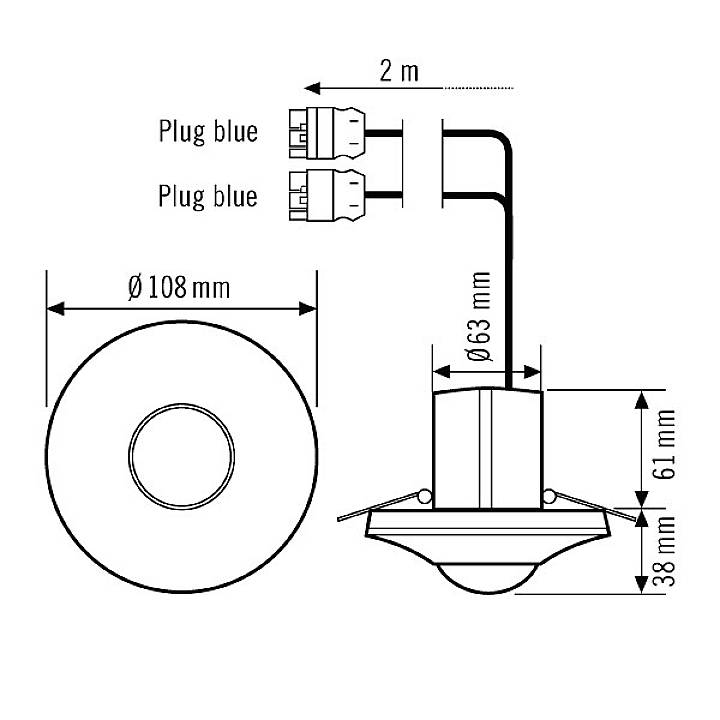 ESYLUX EP10424847 Unterputz Decken-Präsenzmelder 106°, 360° Weiß IP20