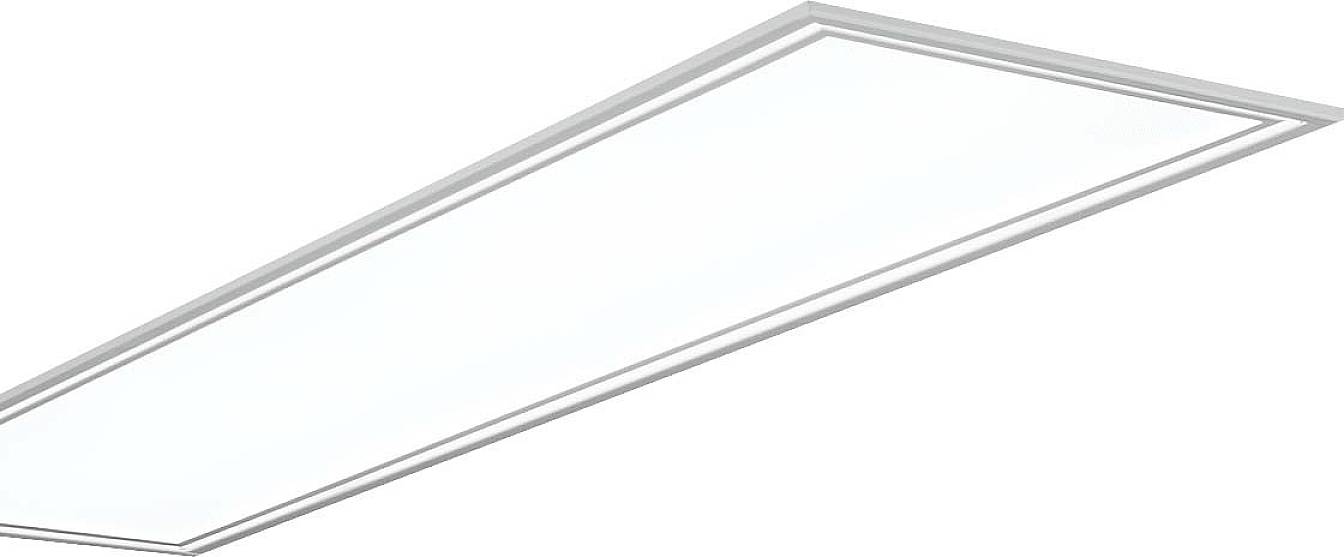 Ein rechteckiges LED-Panel-Leuchte, in weißem Rahmen, für die Deckenmontage; bietet gleichmäßiges, helles Licht.