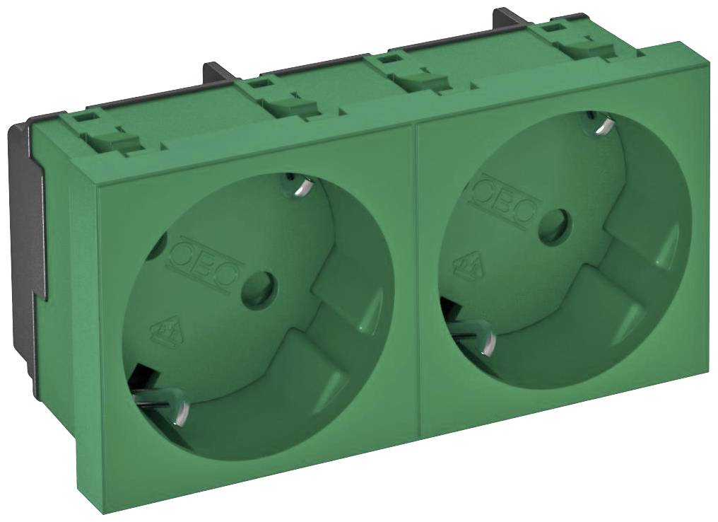 OBO Bettermann 6120107 Geräteeinsatz 2fach Steckdose (B x H x T) 90 x 45 x 42mm 1 St. Grün