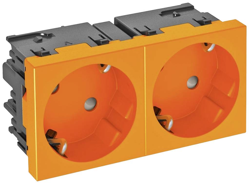 OBO Bettermann 6120485 Geräteeinsatz 2fach Steckdose (B x H x T) 90 x 45 x 40mm 1 St. Orange