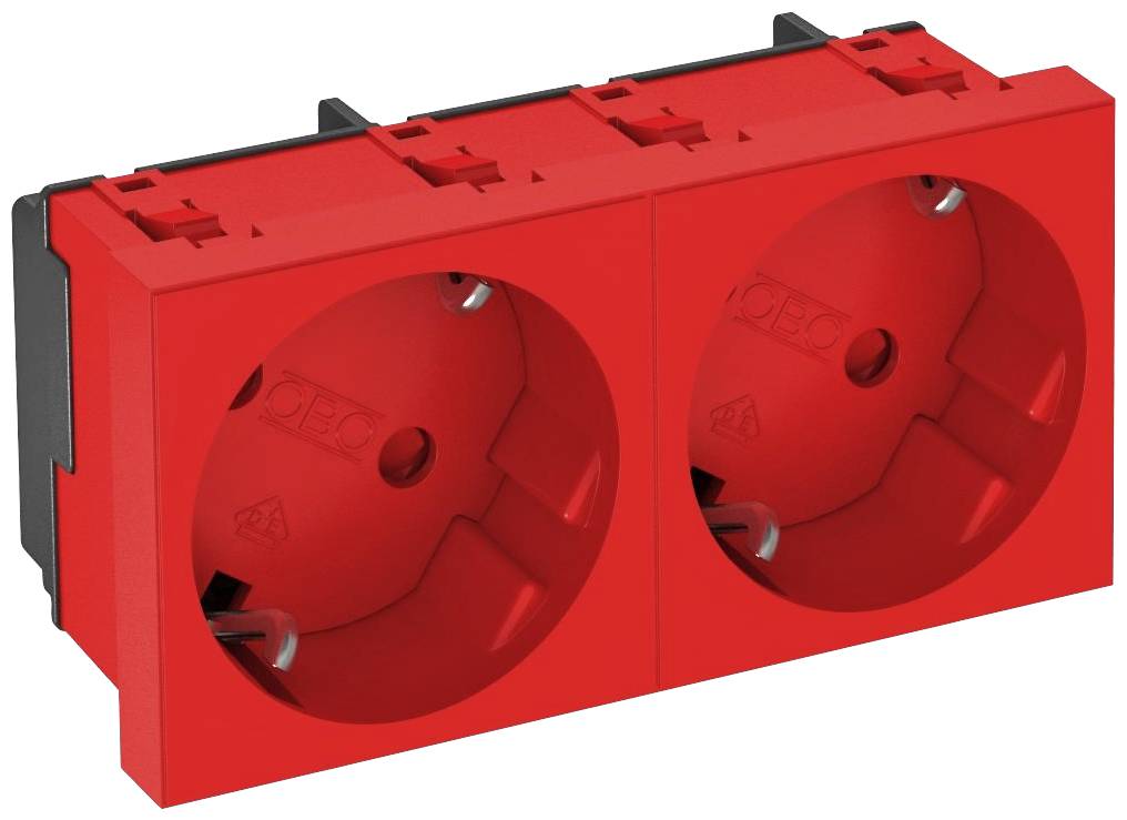 OBO Bettermann 6120109 Geräteeinsatz 2fach Steckdose (B x H x T) 90 x 45 x 42 mm 1 St. Rot