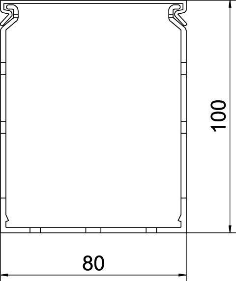 Technische Zeichnung eines rechteckigen Profils mit den Maßen 80 mm Breite und 100 mm Höhe.