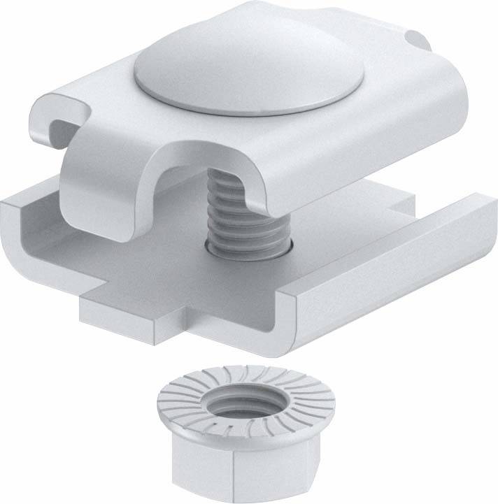 Abbildung eines mechanischen Bauteils mit Schraube und Mutter. Zeigt den Aufbau und die Verbindung von Einzelteilen.
