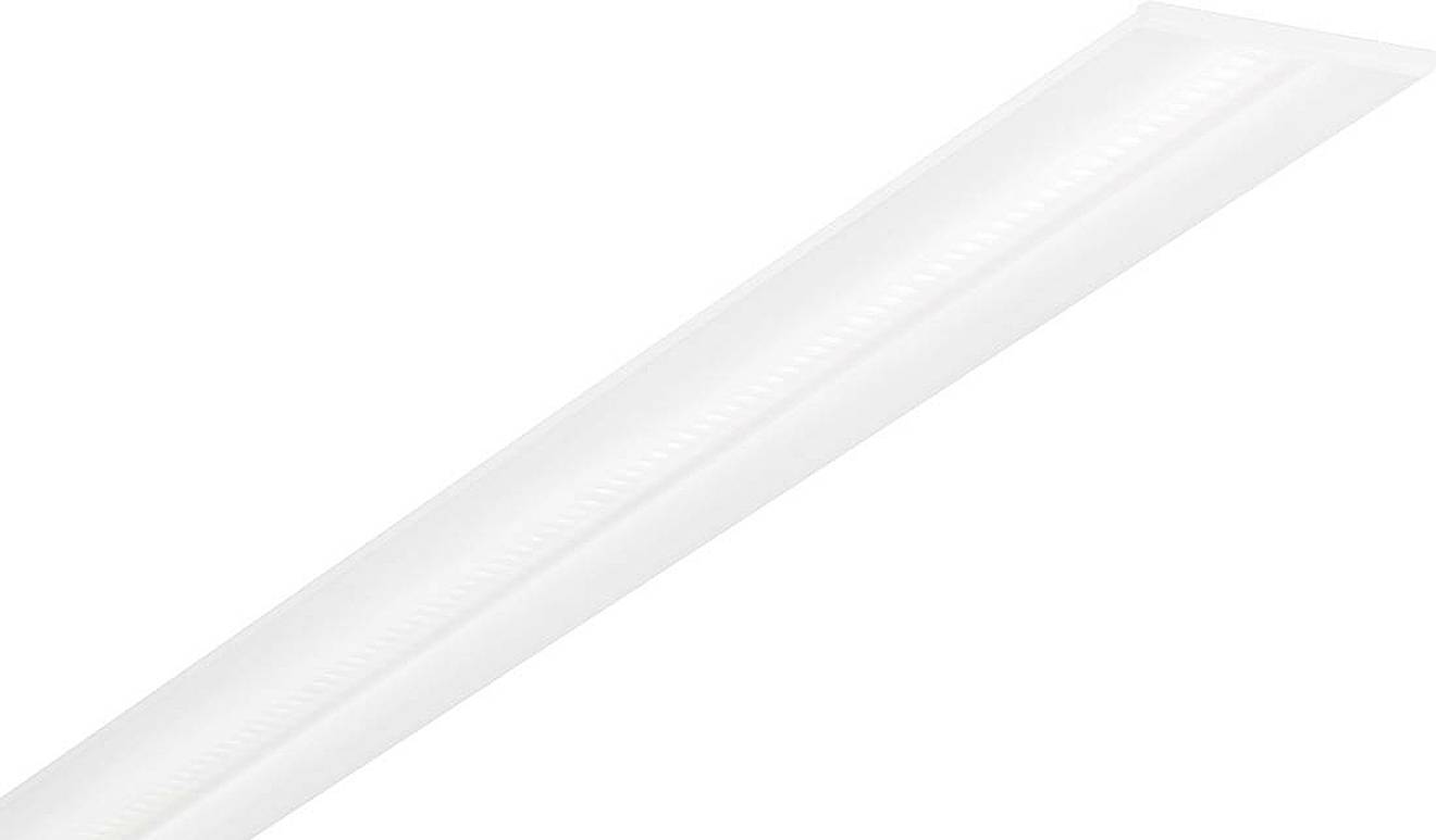 Eine weiße, rechteckige LED-Deckenleuchte mit diffuser Lichtverteilung. Ideal zur gleichmäßigen Ausleuchtung von Innenräumen.