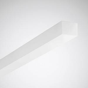 Eine lange, rechteckige Leuchte in weiß, die an einer Decke montiert ist. Sie wirkt minimalistisch und modern.