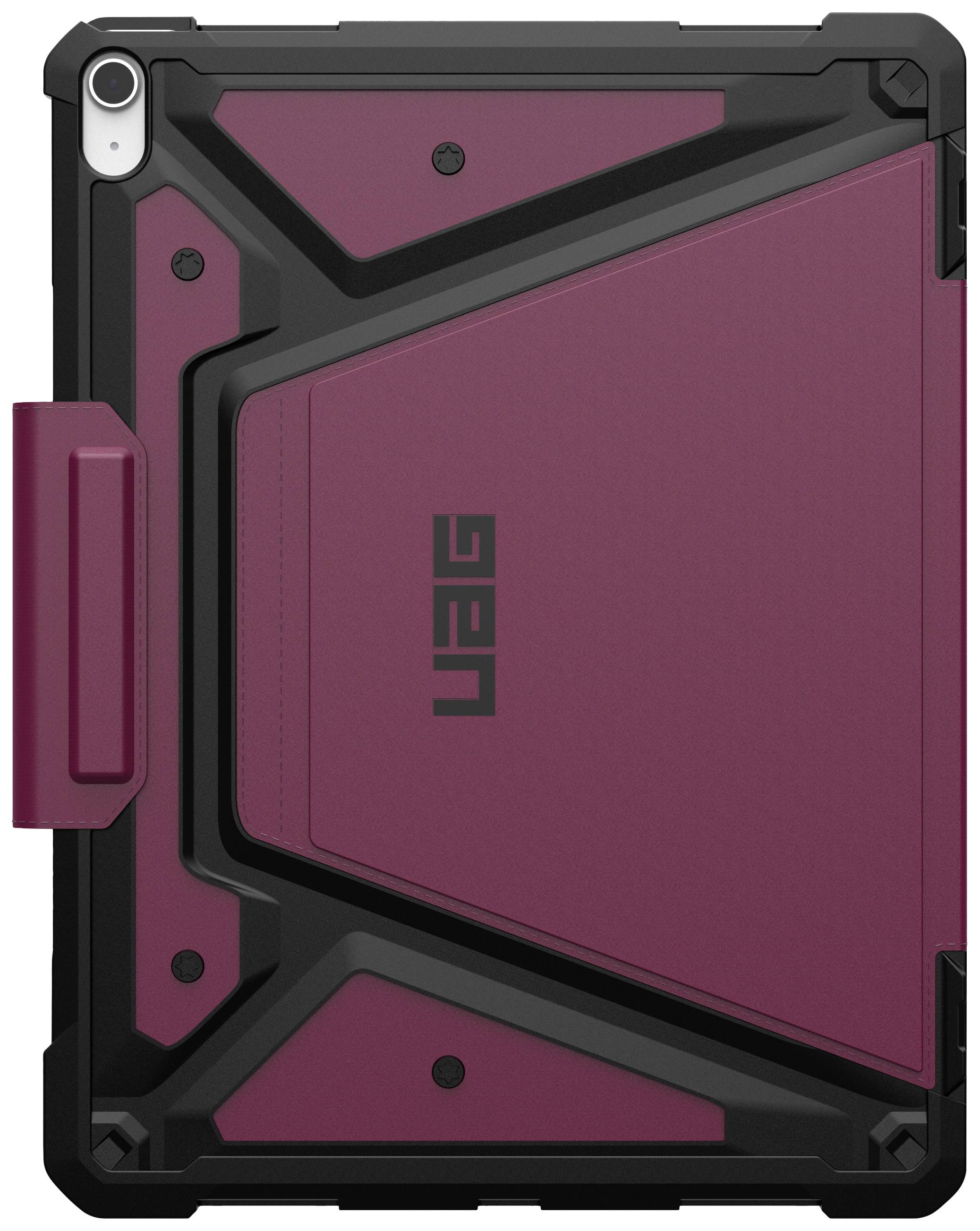 Ein robustes Tablet-Hülle in Dunkelrot und Schwarz mit einem geometrischen Design, bietet starken Schutz für das Gerät.