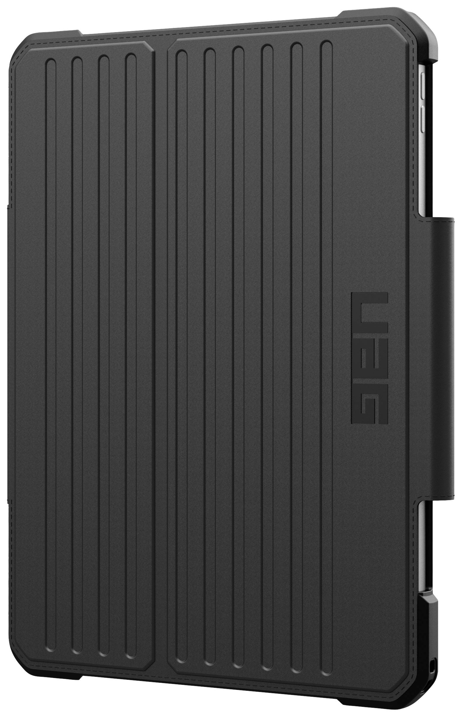 Tablet-Schutzhülle in Schwarz mit vertikalen Linien und UAG-Logo.