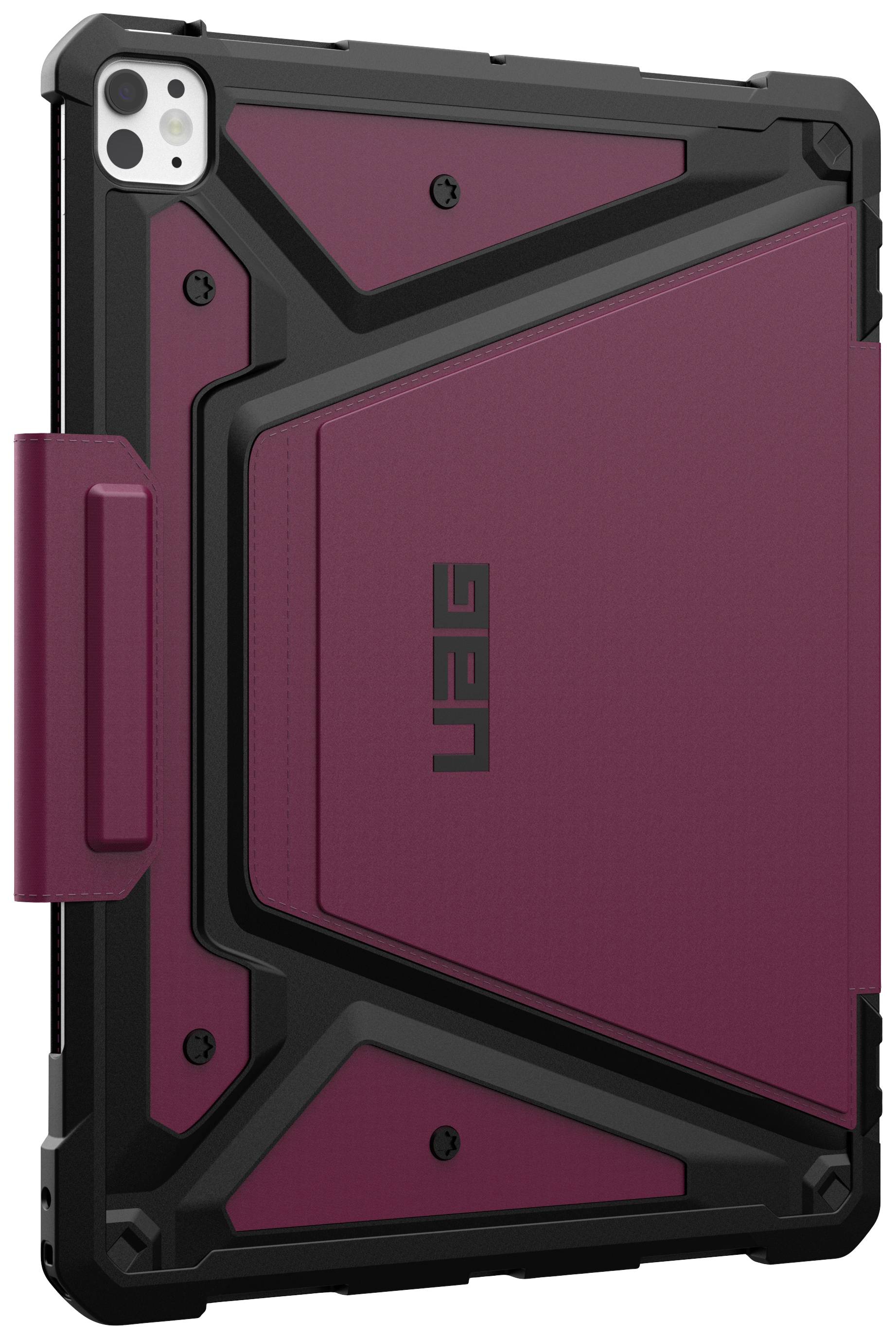 Rote, robuste Schutzhülle für ein Tablet, mit schwarzem Rahmen und integriertem Stifthalter.