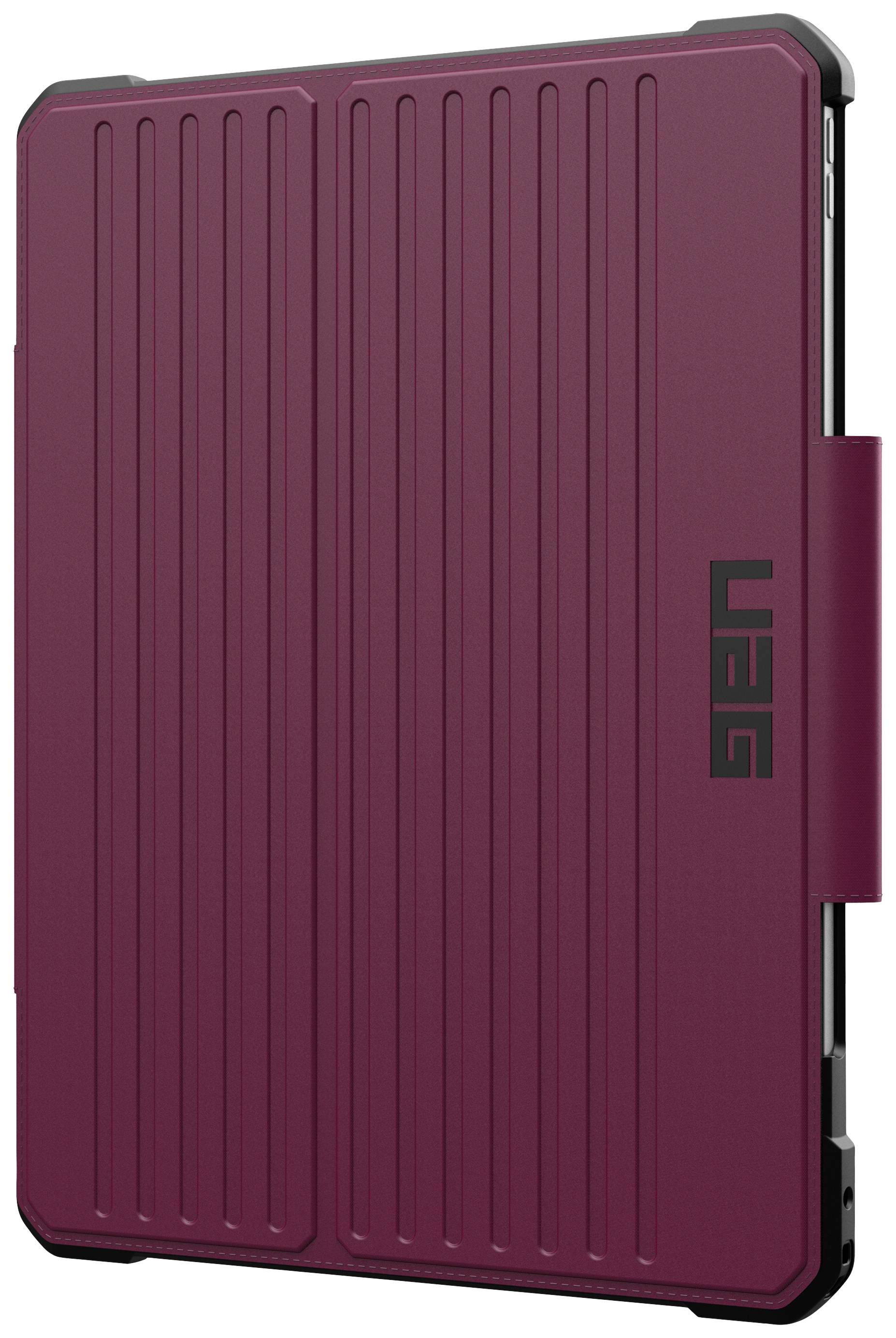 Schutzcase für Tablet, dunkelrot, vertikale Rillenmusterung, robustes Design, Markenlogo an der Seite.