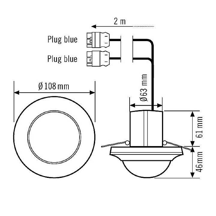 ESYLUX EP10424854 Unterputz Decken-Präsenzmelder 152°, 360° Weiß IP20