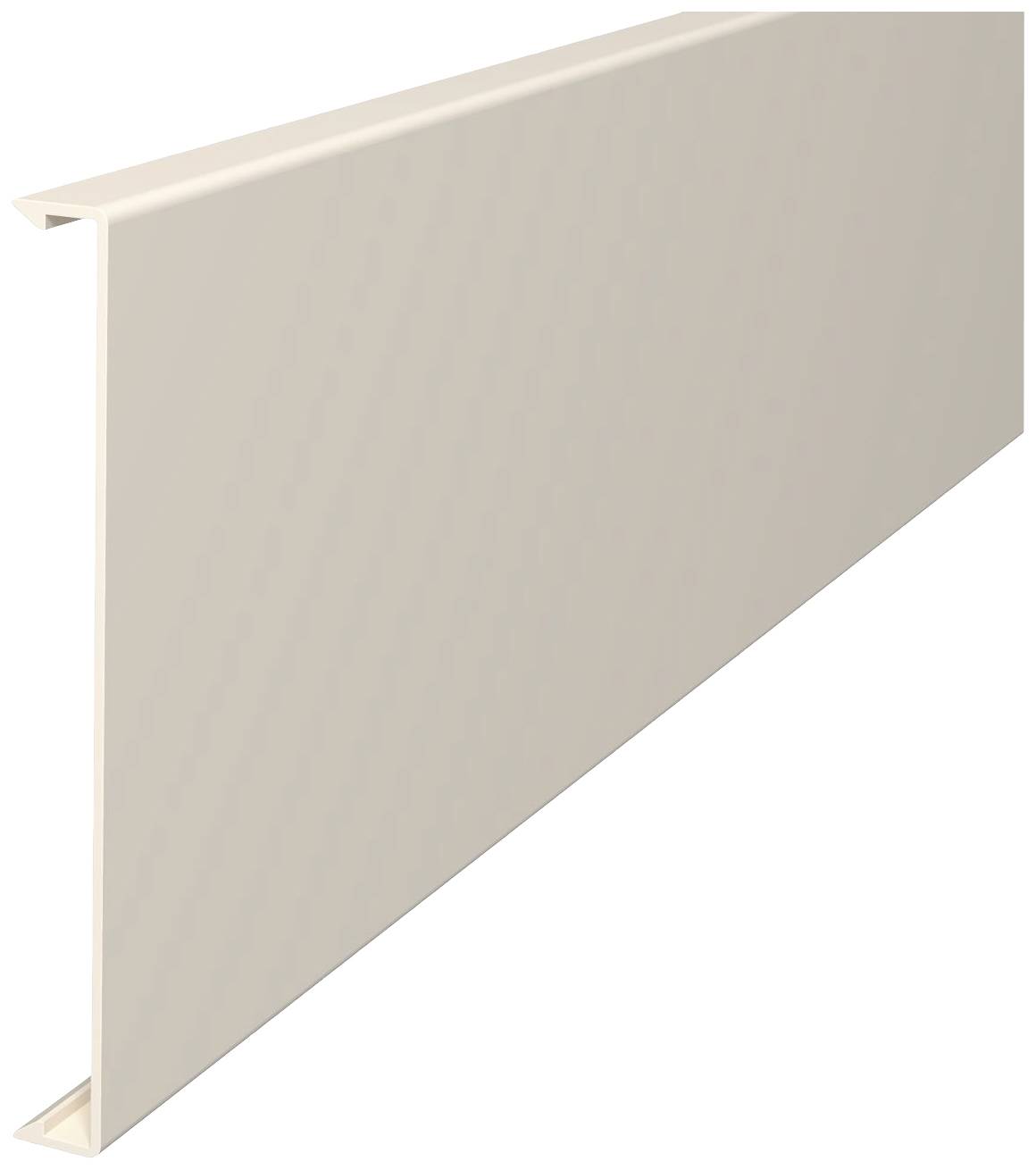 Metallprofil in Beige, seitlich aufgenommen. Es wird häufig in Bauprojekten als Verkleidungsmaterial verwendet.