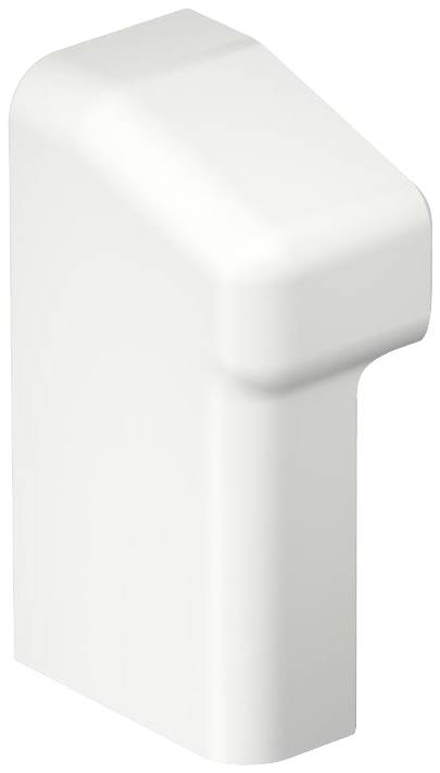 Weiße, rechteckige Kunststoffkomponente mit abgerundeten Kanten und abgeschrägtem, rechteckigem Kopf.