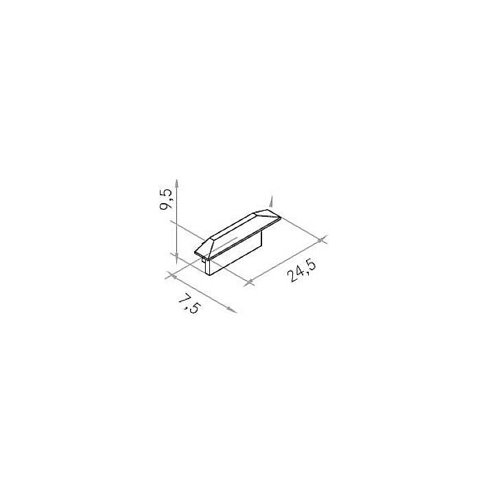 Technische Zeichnung eines rechteckigen Bauteils mit Längenangaben: 24,5 mm, 7,5 mm und 9,5 mm.