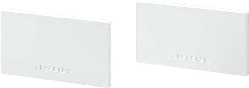 Zwei weiße rechteckige Tafeln nebeneinander, vor einem weißen Hintergrund. Geeignet für Präsentationen oder Beschriftungen.