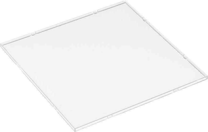 Quadratische weiße Platte, leicht erhöht, mit glatter Oberfläche. Keine Textur oder besondere Merkmale erkennbar.