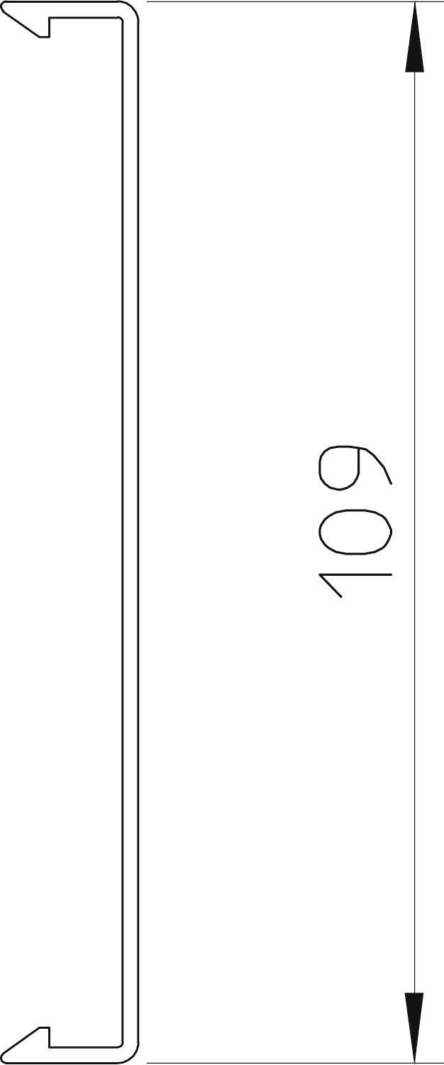 Illustration einer rechteckigen Platte mit einer Seitenlängenangabe von '100'. Pfeile an den Enden weisen auf die Länge hin.