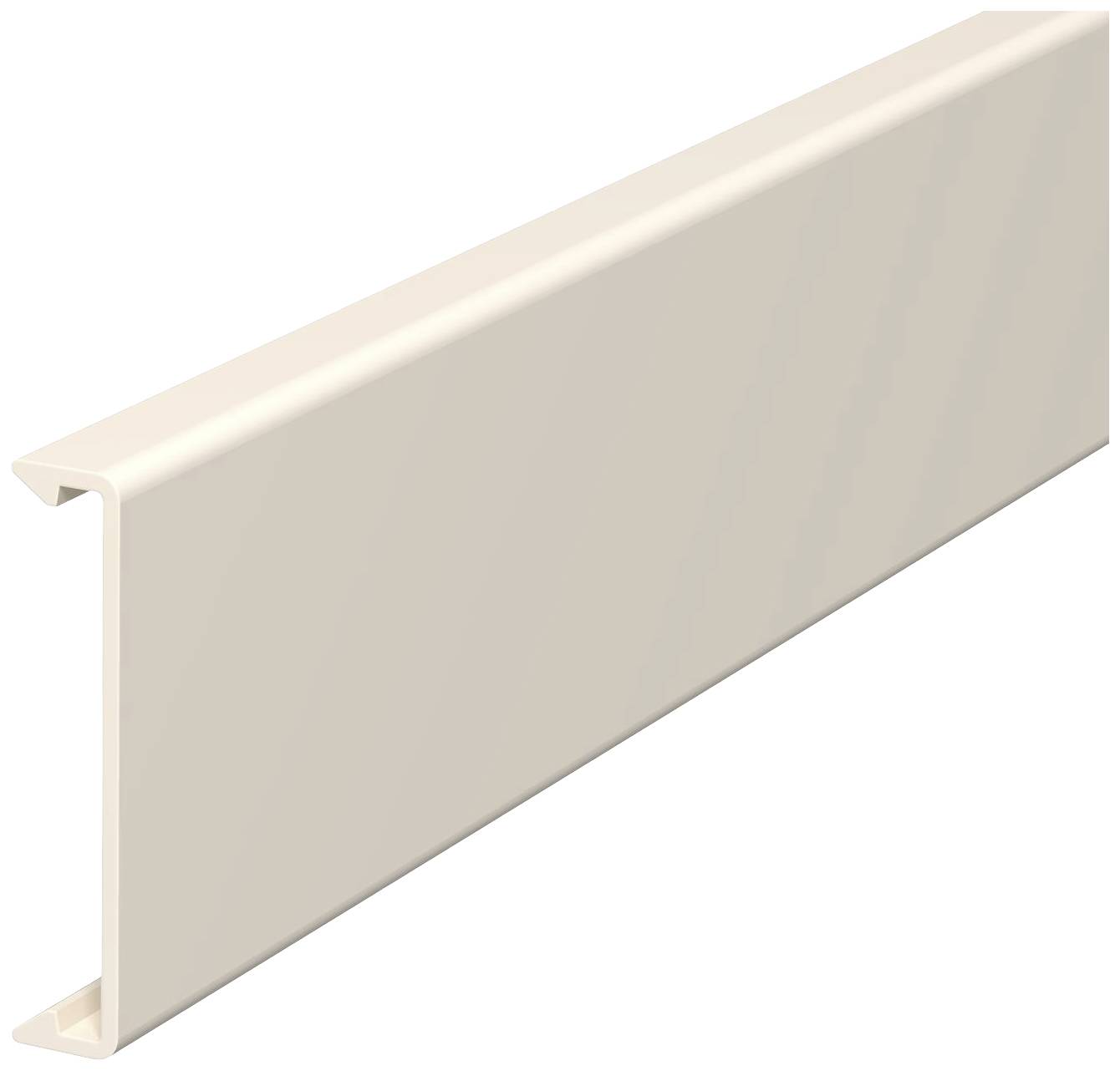 Beige, rechteckiges Kunststoffprofil, perspektivisch von der Seite gezeigt.