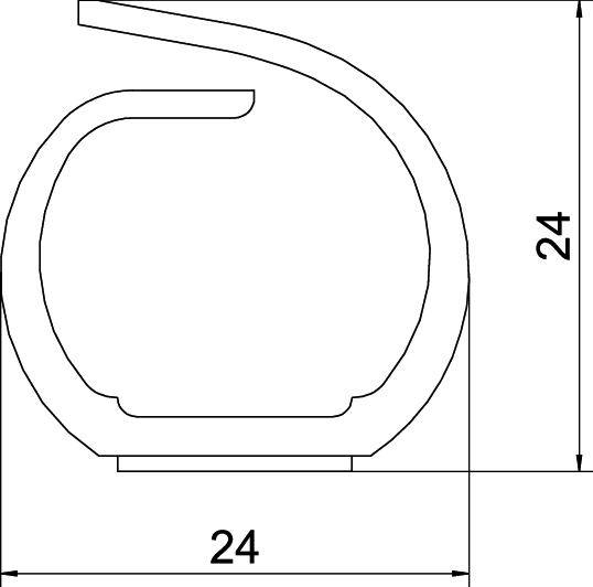 Technische Zeichnung eines schalenförmigen Objekts, Höhe und Breite jeweils 24 Einheiten.