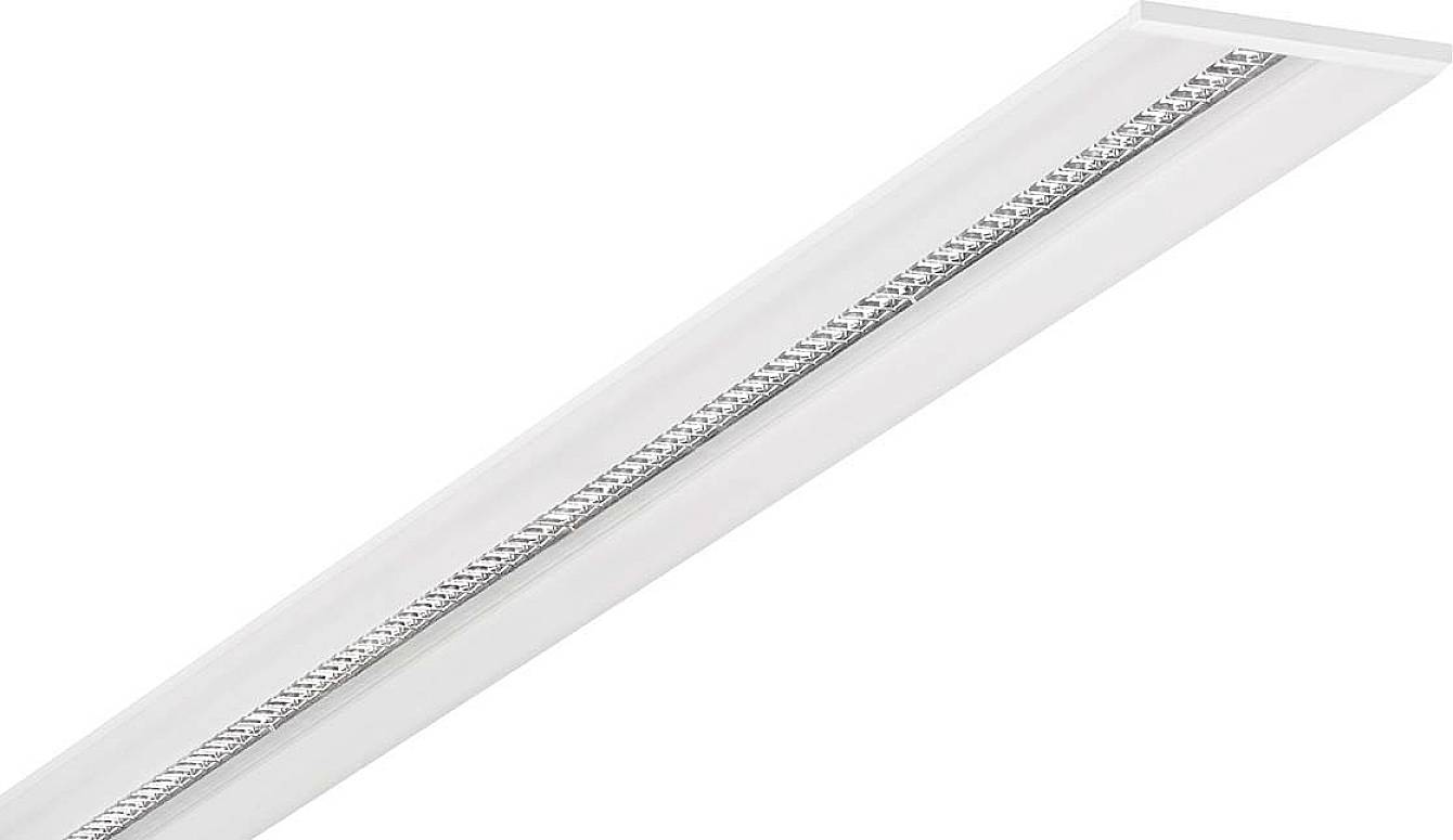 Weiße LED-Deckenlampe in rechteckiger Form mit integriertem Gitter zur Lichtstreuung.