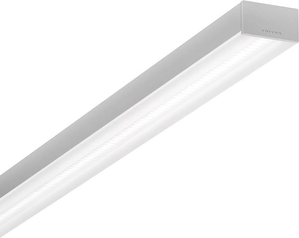 Eine weiße, rechteckige LED-Leuchte mit schlichtem Design. Sie scheint gleichmäßig hell und ist ideal für moderne Innenräume.