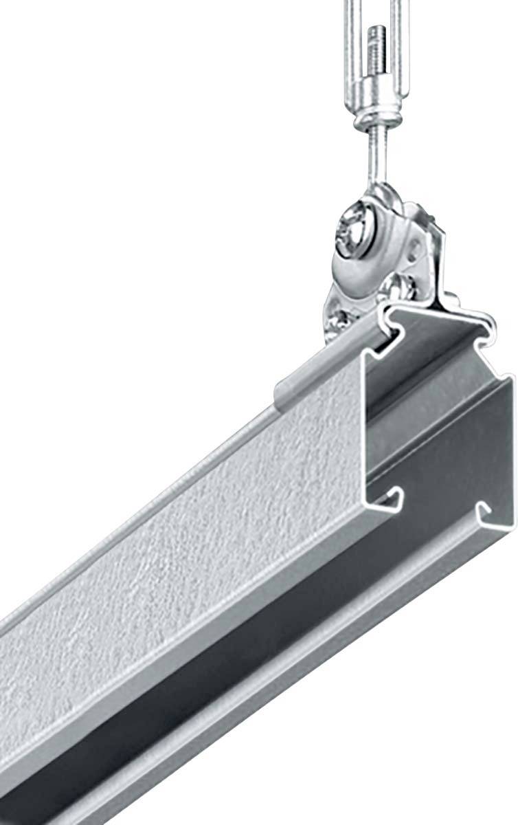 Metallschiene mit Aufhängung, zeigt eine robuste Konstruktion zur Befestigung in Decken- oder Wandsystemen.