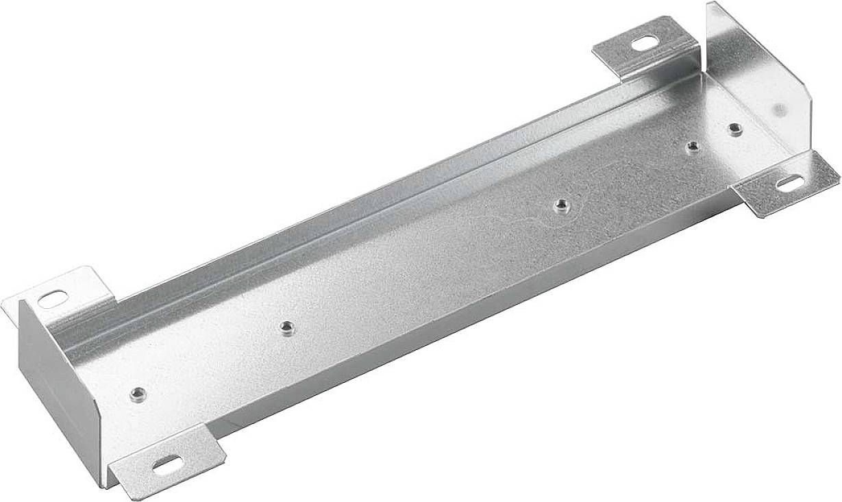 Metallwinkel mit vorgebohrten Löchern, zur Montage an Wand und Boden, für industrielle Anwendungen geeignet.