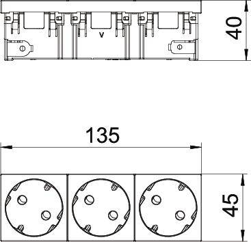 OBO Bettermann 6120503 Geräteeinsatz 3fach Steckdose (B x H x T) 135 x 45 x 40mm 1 St. Weiß