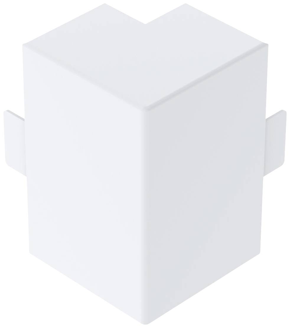 Ein weißer, dreidimensionaler, L-förmiger Gegenstand mit Flügeln an den Seiten.