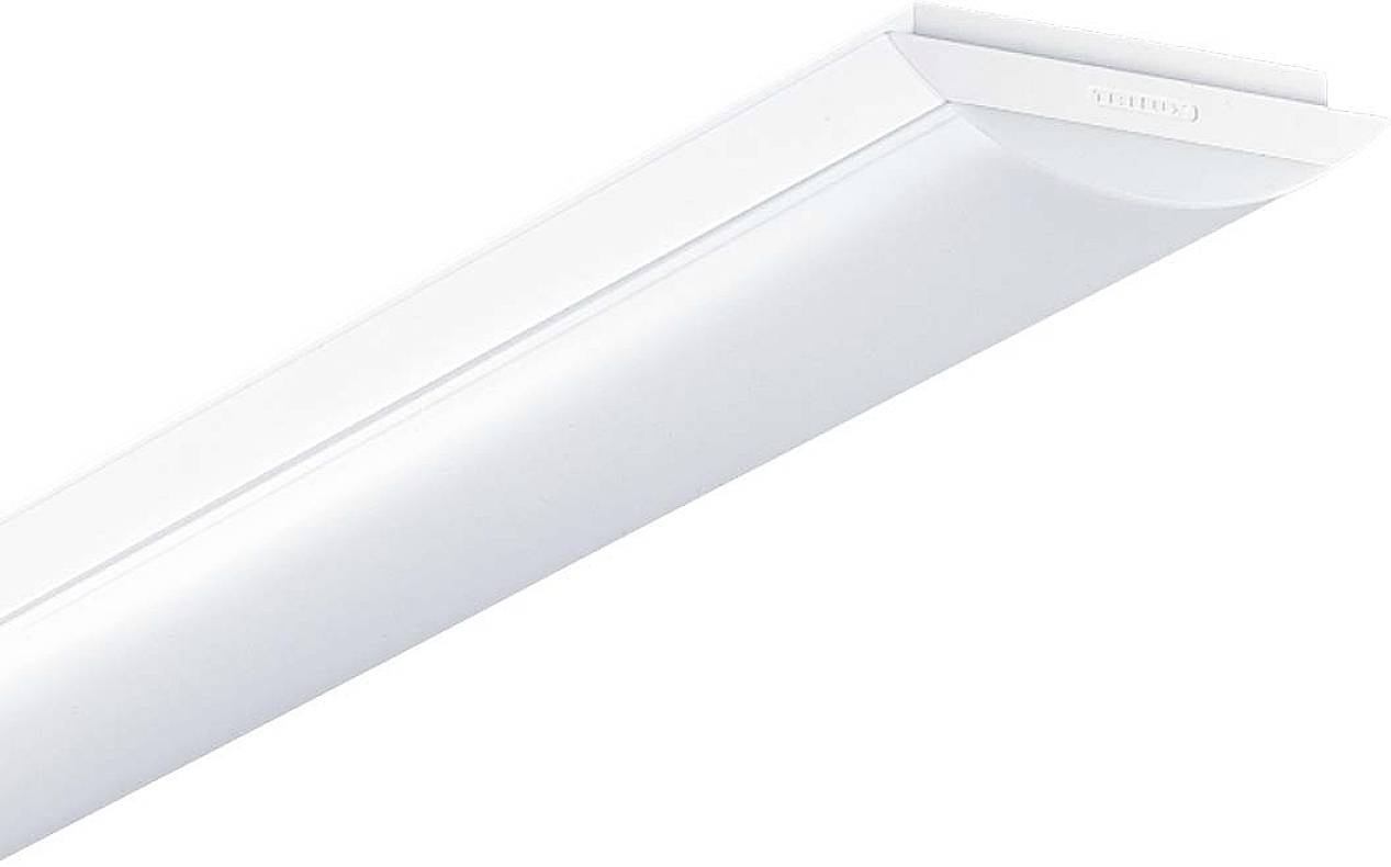 Eine weiße LED-Leuchte in rechteckiger Form, geeignet für Deckenmontage, mit einem schlichten Design für moderne Innenräume.