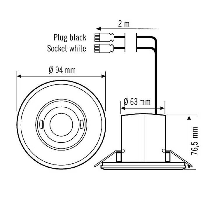 ESYLUX EP10424861 Decke, Unterputz Decken-Bewegungsmelder 360° Weiß IP20