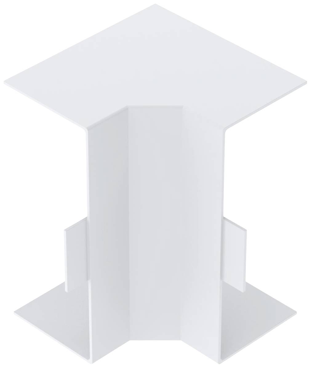 Ein weißes, dreiseitiges Mantelblech für den Übergang zwischen vertikalen Dachmaterialien.