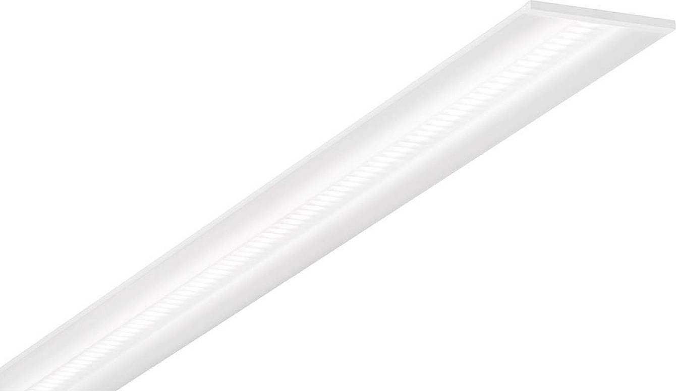 Längliche, weiße LED-Leuchte mit strukturierter Oberfläche, geeignet für die Deckenmontage in Innenräumen.