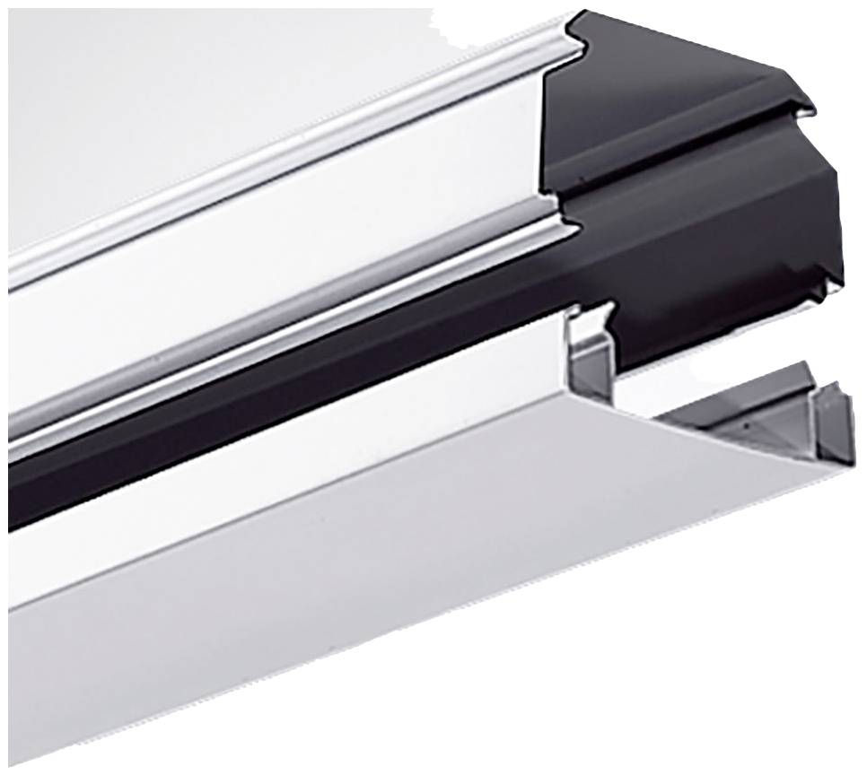 Eine verchromte Struktur mit schwarzen und silbernen Elementen, die Teil eines technischen oder mechanischen Geräts zu sein scheint.