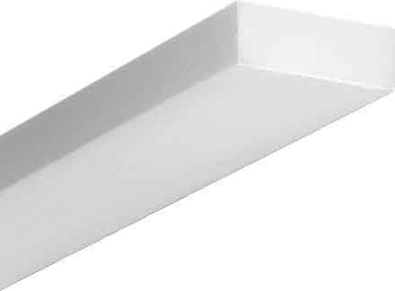 Weiße quadratische Abdeckung aus Kunststoff, diagonal positioniert, möglicherweise zur Kabelverlegung oder Dekoration geeignet.