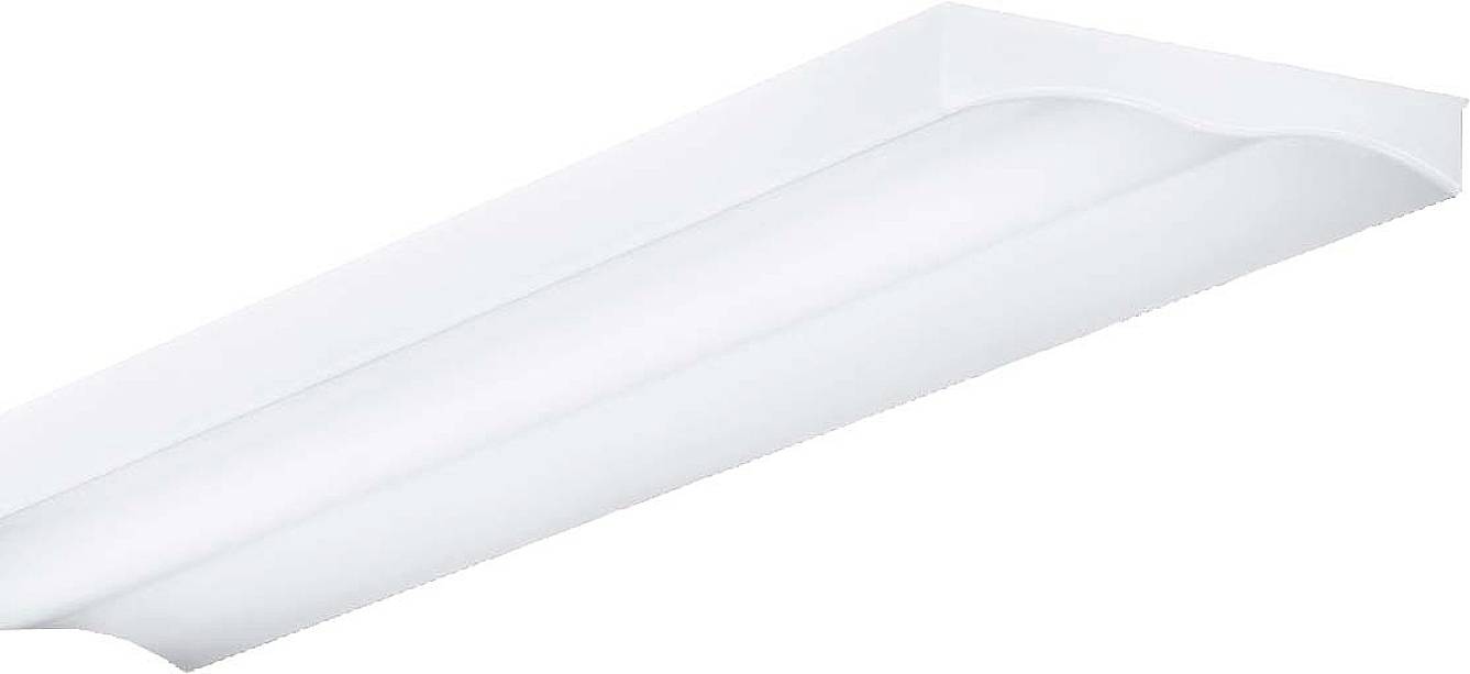 Ein rechteckiges, weißes LED-Deckenlicht mit schlankem, modernem Design, geeignet für Büros oder Wohnräume.