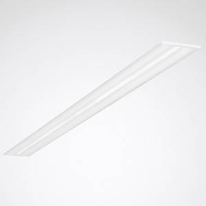 Ein langer, schmaler LED-Deckenleuchte in einem modernen Design. Die Leuchte ist weiß und ideal für den Einsatz in Büros geeignet.