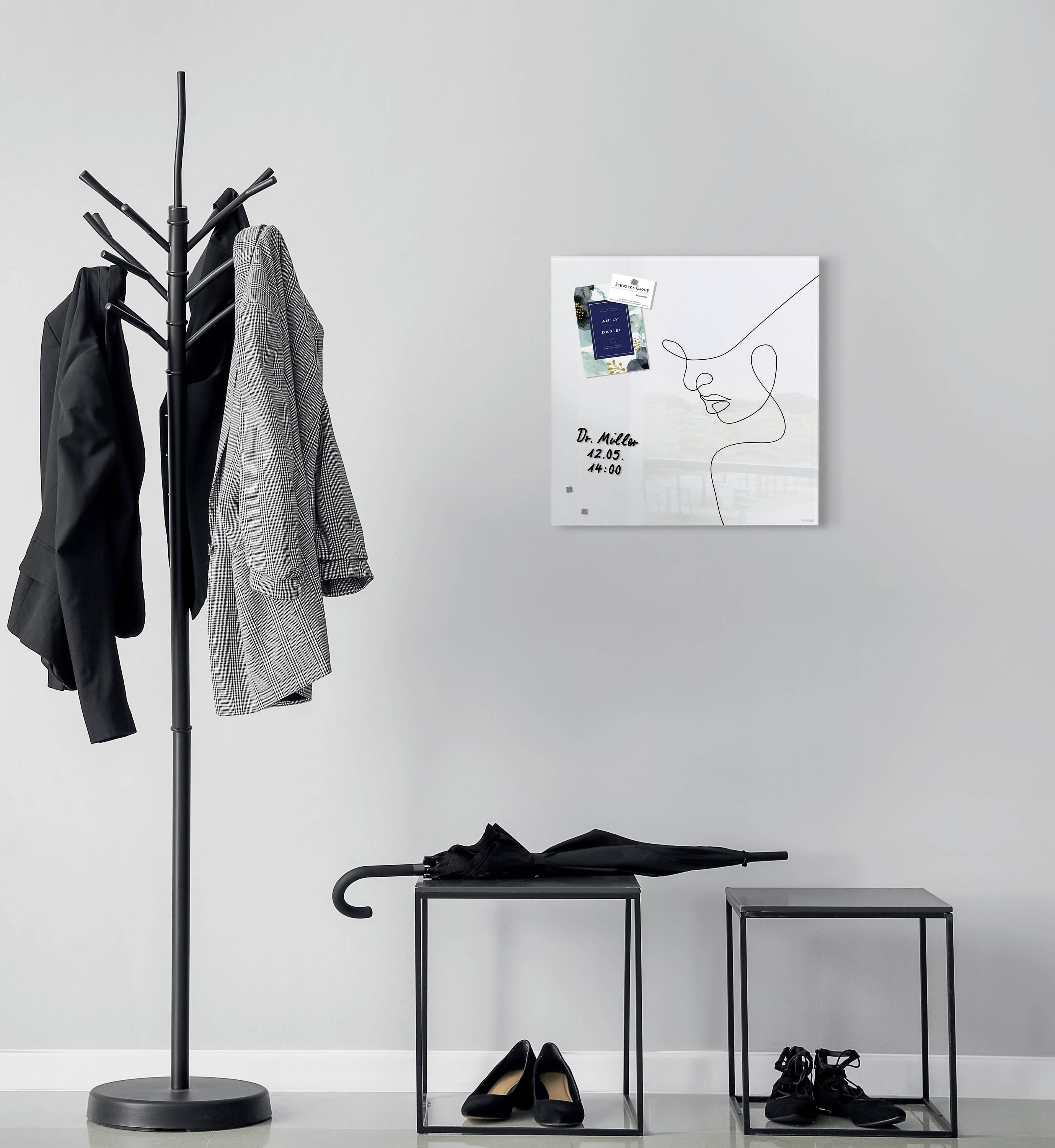 Sigel Glas-Magnetboard Design Line Art (B x H) 480 mm x 480 mm Schwarz GL295